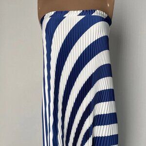 NEW L'LDEE Women’s Palma Strapless Pleated Maxi Dress Size 8 Navy/White